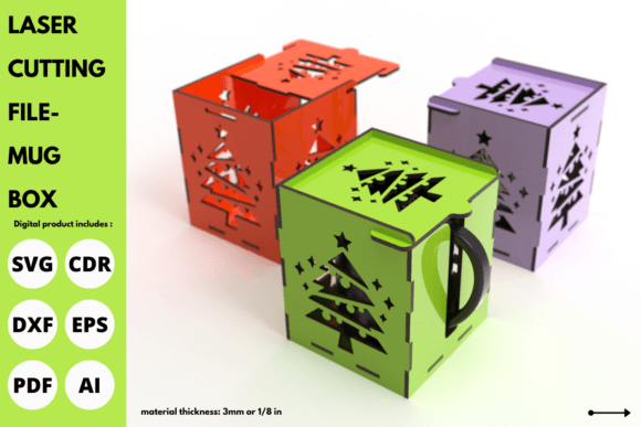 Christmas Tree Sublimation Mug Box Laser
