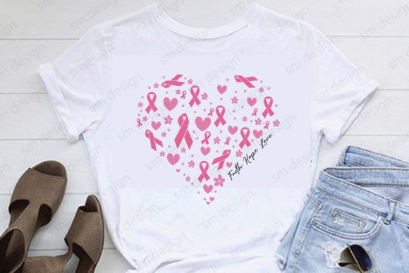 Faith Hope Love Breast Cancer Heart SVG