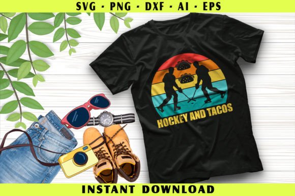Hockey and Tacos Embroidery Design
