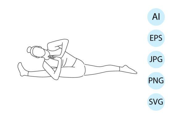 Line Art of Yoga in Revolved Monkey Pose