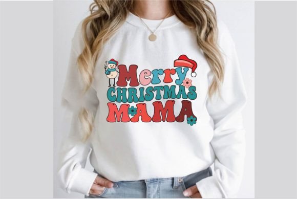 Merry Christmas Mama Retro T-Shirt Design