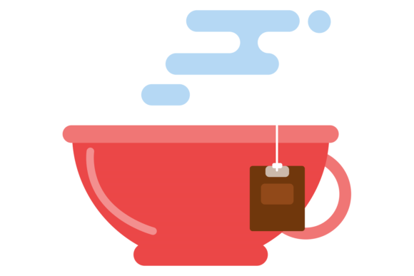 Tea Cup Con. Hot Drink Mug with Steam