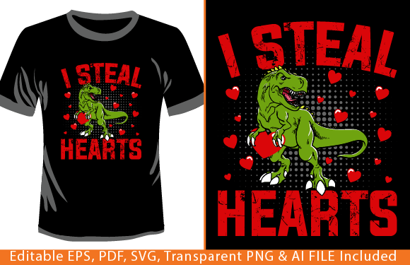 Valentines Day Dinosaur I Steal Hearts